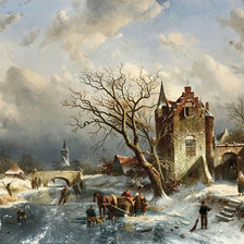 Схема вышивки «Шарль Анри Жозеф Лейкерт. Голландский пейзаж»