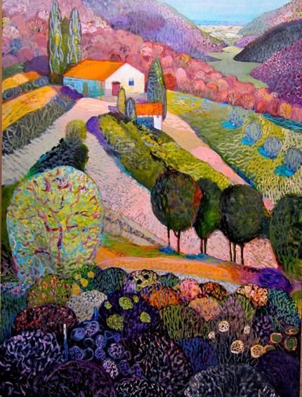 Пейзаж.  Paul Jorgensen - поле, живопись, горы, пейзаж - оригинал