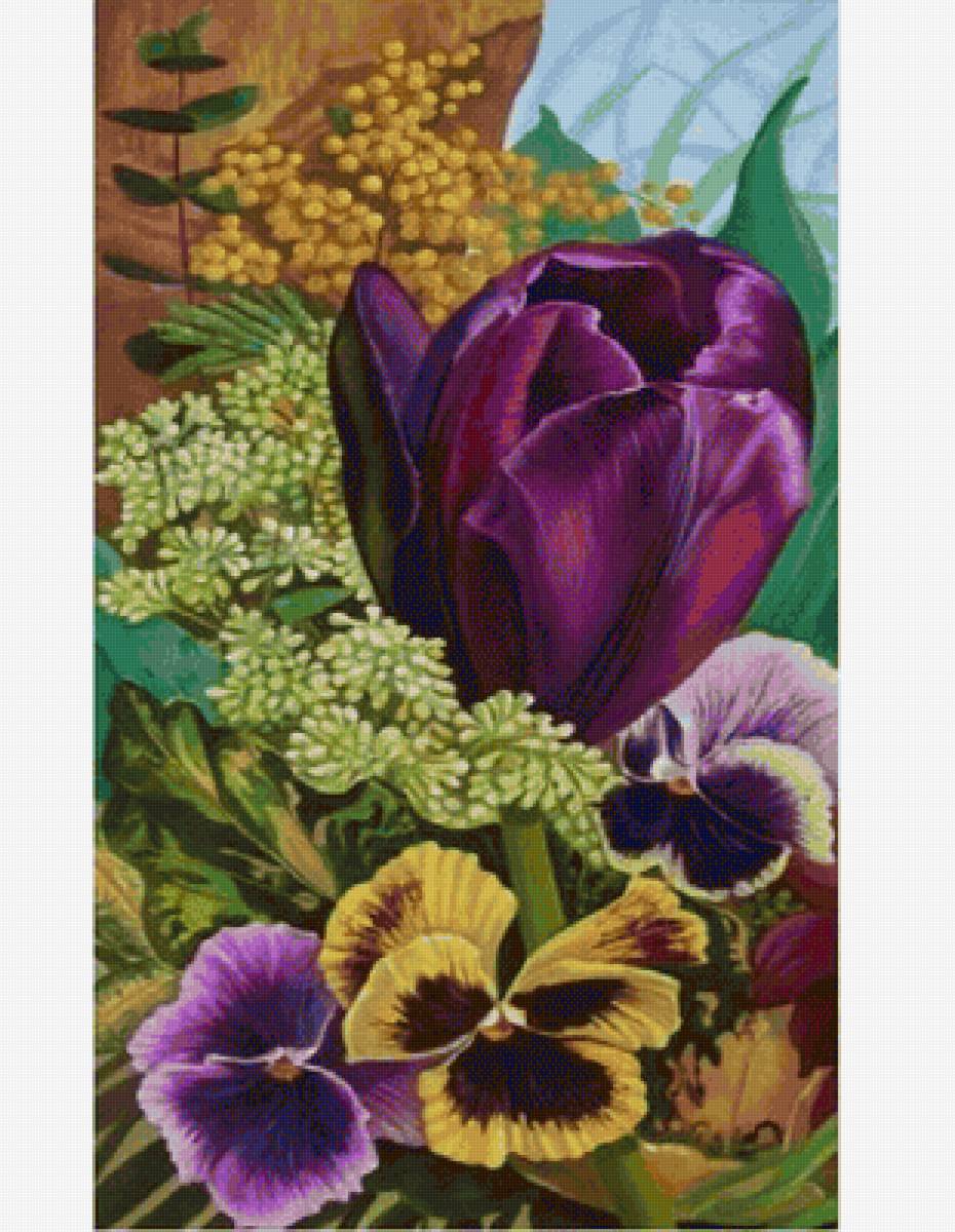 ТРИПТИХ С ТЮЛЬПАНАМИ-3 - парные картины, диптих, триптих - предпросмотр