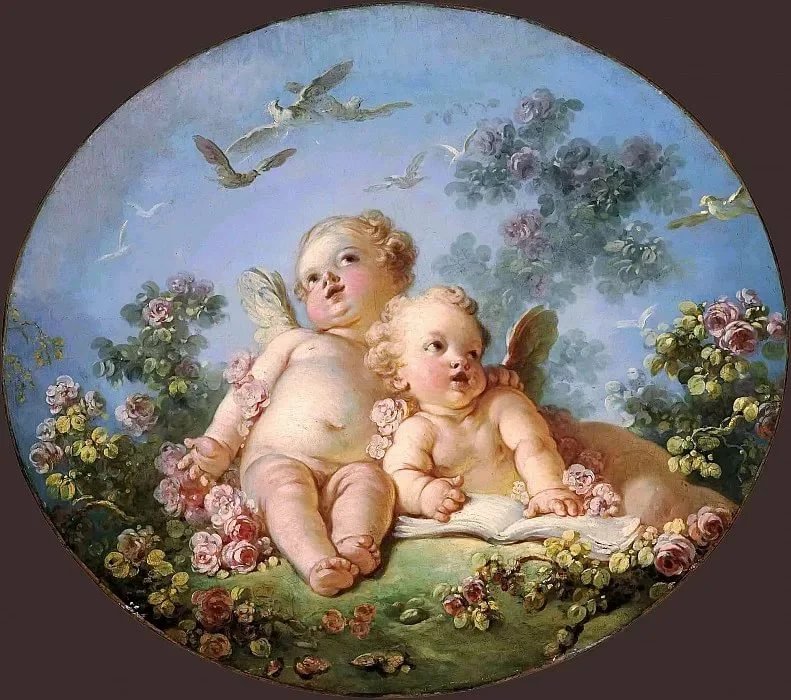 Ангелочки. Фрагонар Жан Оноре - живопись, ангел, 19 век - оригинал
