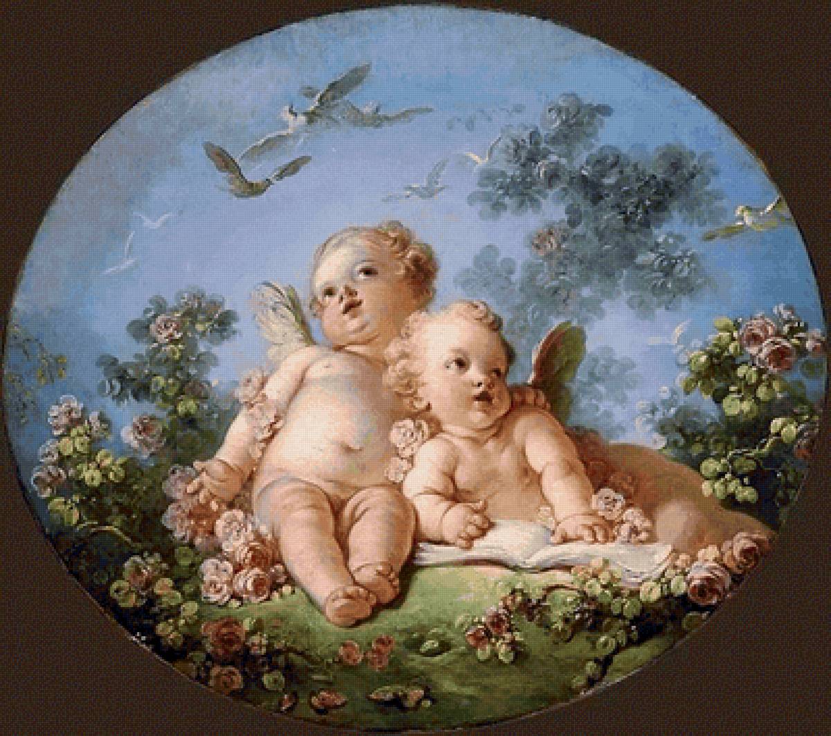 Ангелочки. Фрагонар Жан Оноре - 19 век, ангел, живопись - предпросмотр