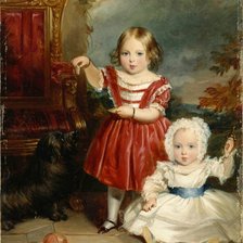 Схема вышивки «Дети с собакой. Thomas Musgrave Joy»