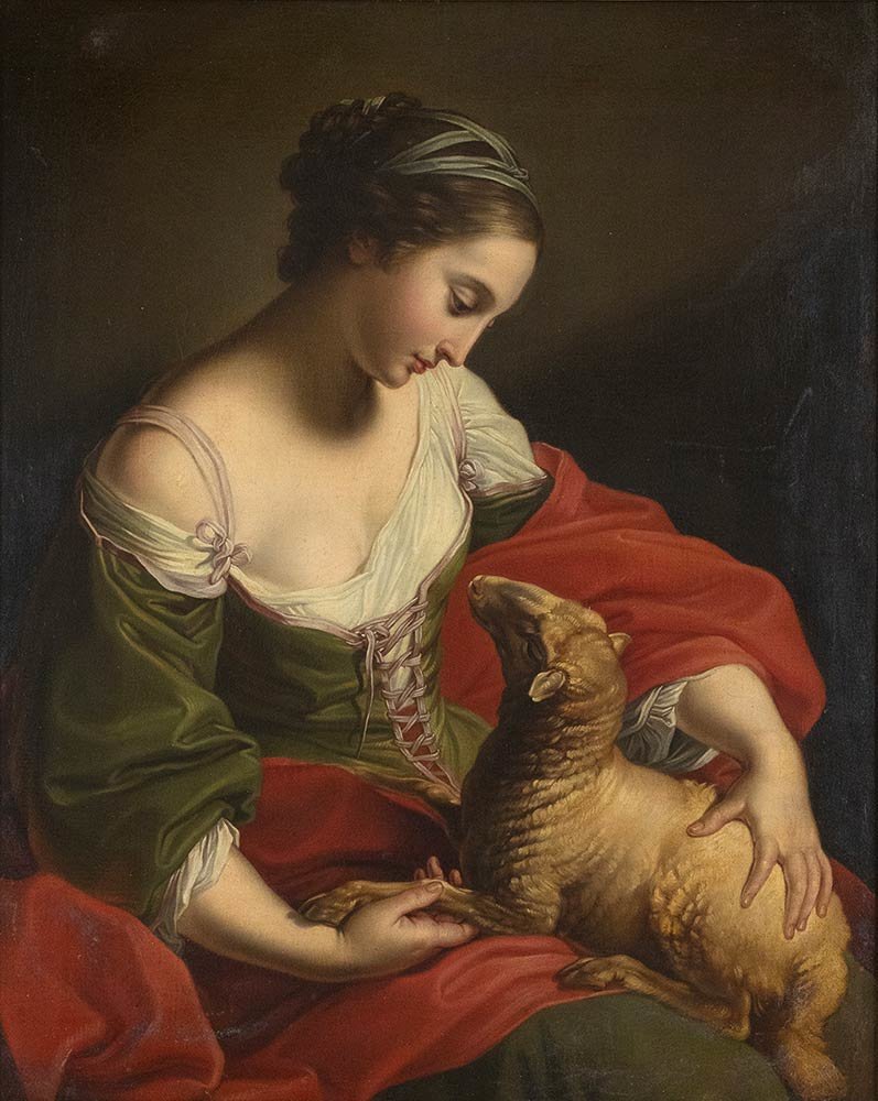 Батони Помпео Джироламо. Девушка с ягнёнком - 18 век, портрет, девушка, живопись - оригинал