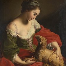 Схема вышивки «Батони Помпео Джироламо. Девушка с ягнёнком»