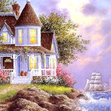 Схема вышивки «Дом у моря»