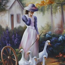 Схема вышивки «Girl with geese»