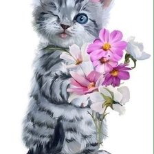 Схема вышивки «Хитрый котик»