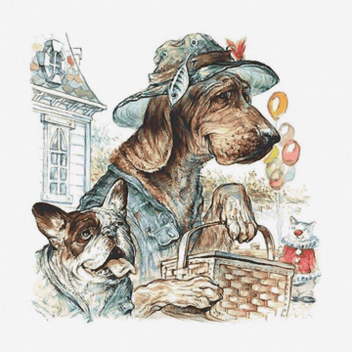 собаки - шляпа, собаки, корзина - предпросмотр