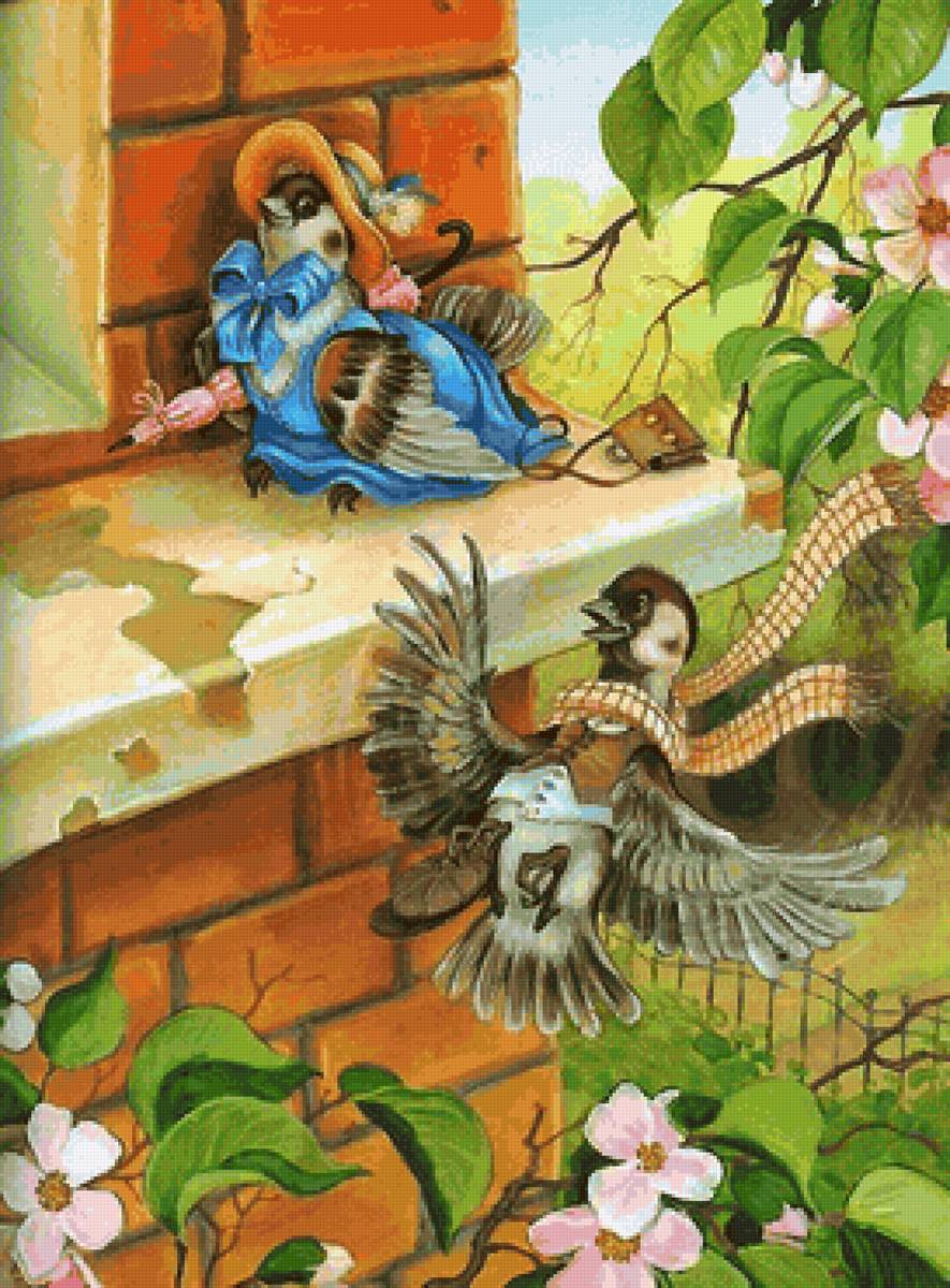 ухажер - шляпка, шарфик, птицы - предпросмотр