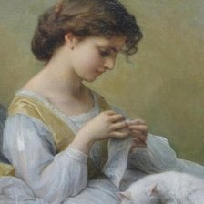 Схема вышивки «девушка с котиком»