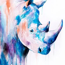 Схема вышивки «Носорог в акварели»