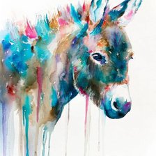 Схема вышивки «Ослик в акварели»