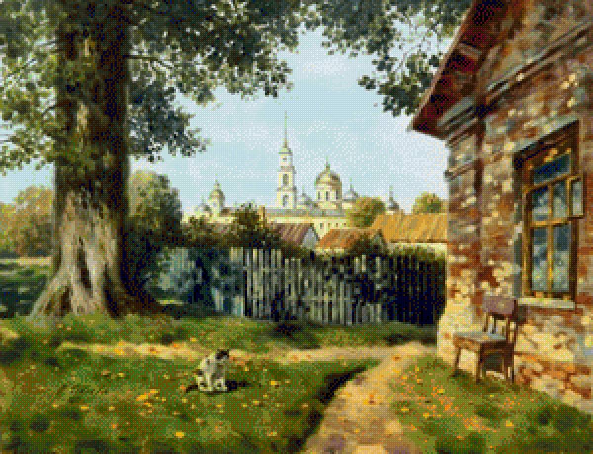 Солнечный вечер - солнце, вечер, дом, кот - предпросмотр