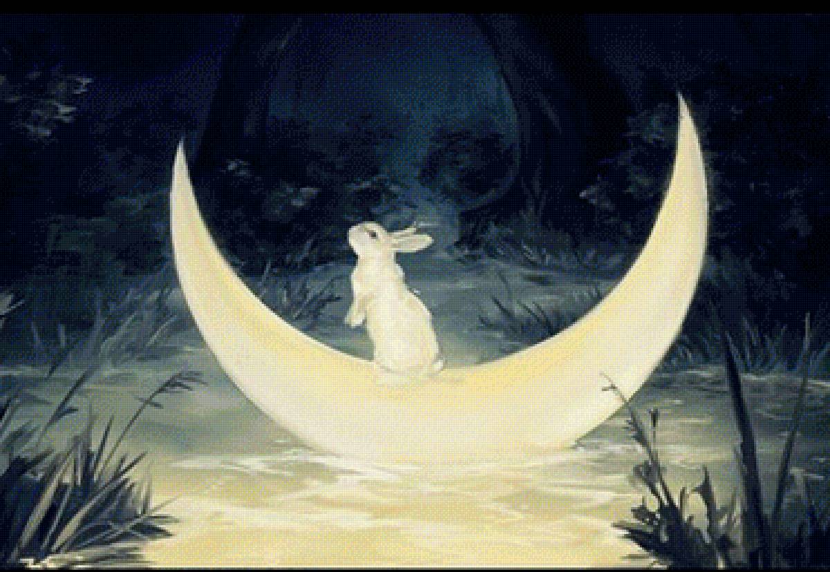 Лунный зайчик - заяц, луна, сказка - предпросмотр