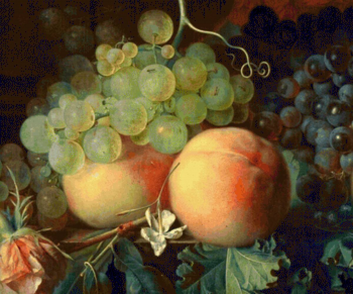 Натюрморт - виноград, фрукты, персики - предпросмотр