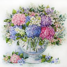 Схема вышивки «Акварельные гортензии»