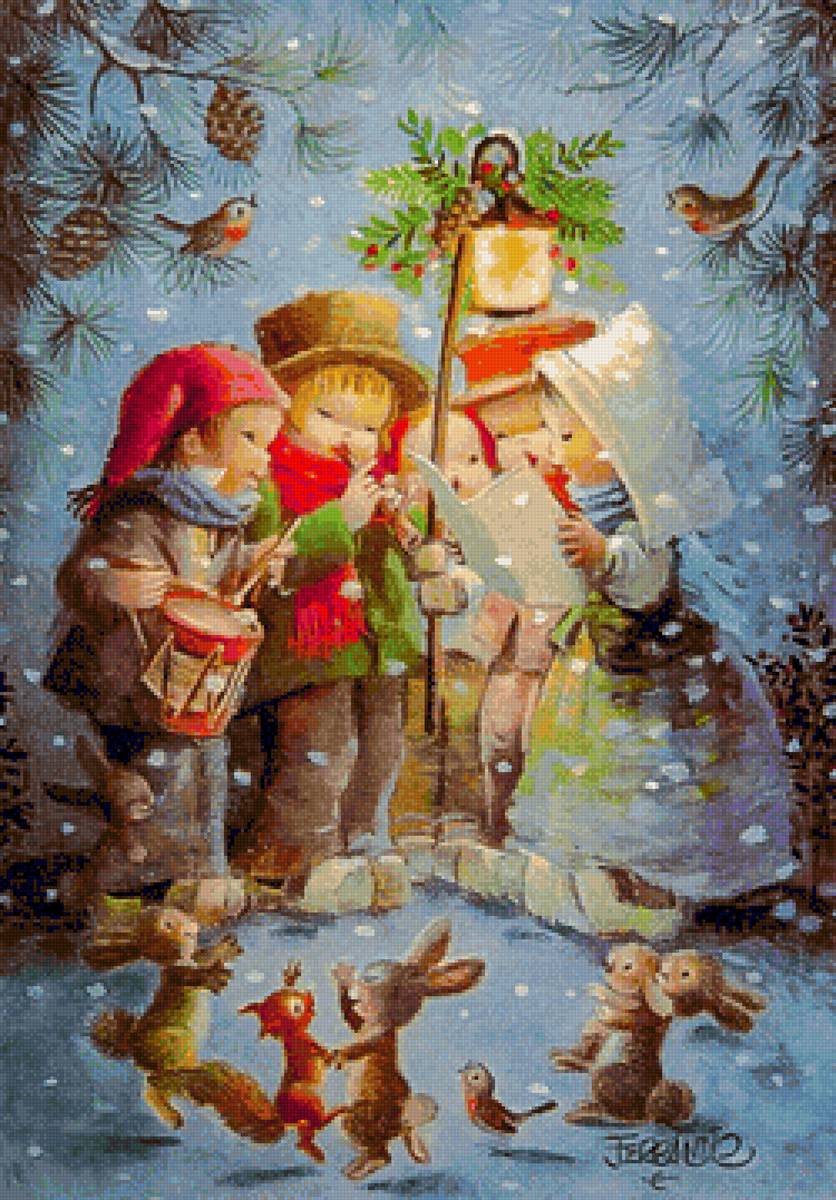 Christmas Carols. - joan ferràndiz castells art.christmas.children.animals.birds. - предпросмотр