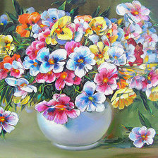 Схема вышивки «Акварельные анютины глазки»