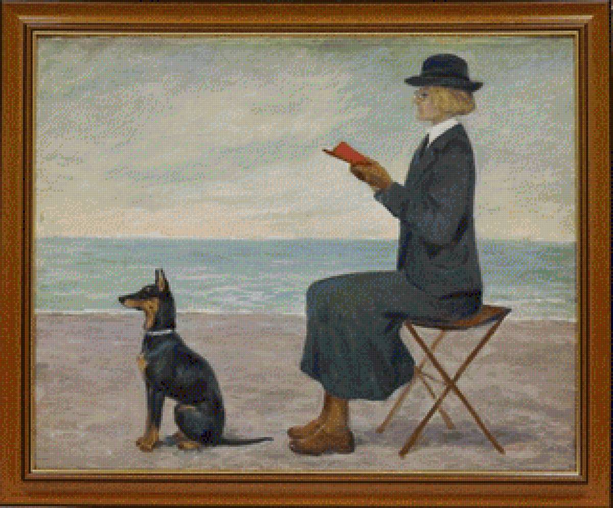 Выгул собачки - 2 - берег моря, увлечение чтением, доберман - предпросмотр