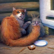 Схема вышивки «кот и домовой»