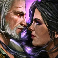 Схема вышивки «Ведьмак и Йенифер»