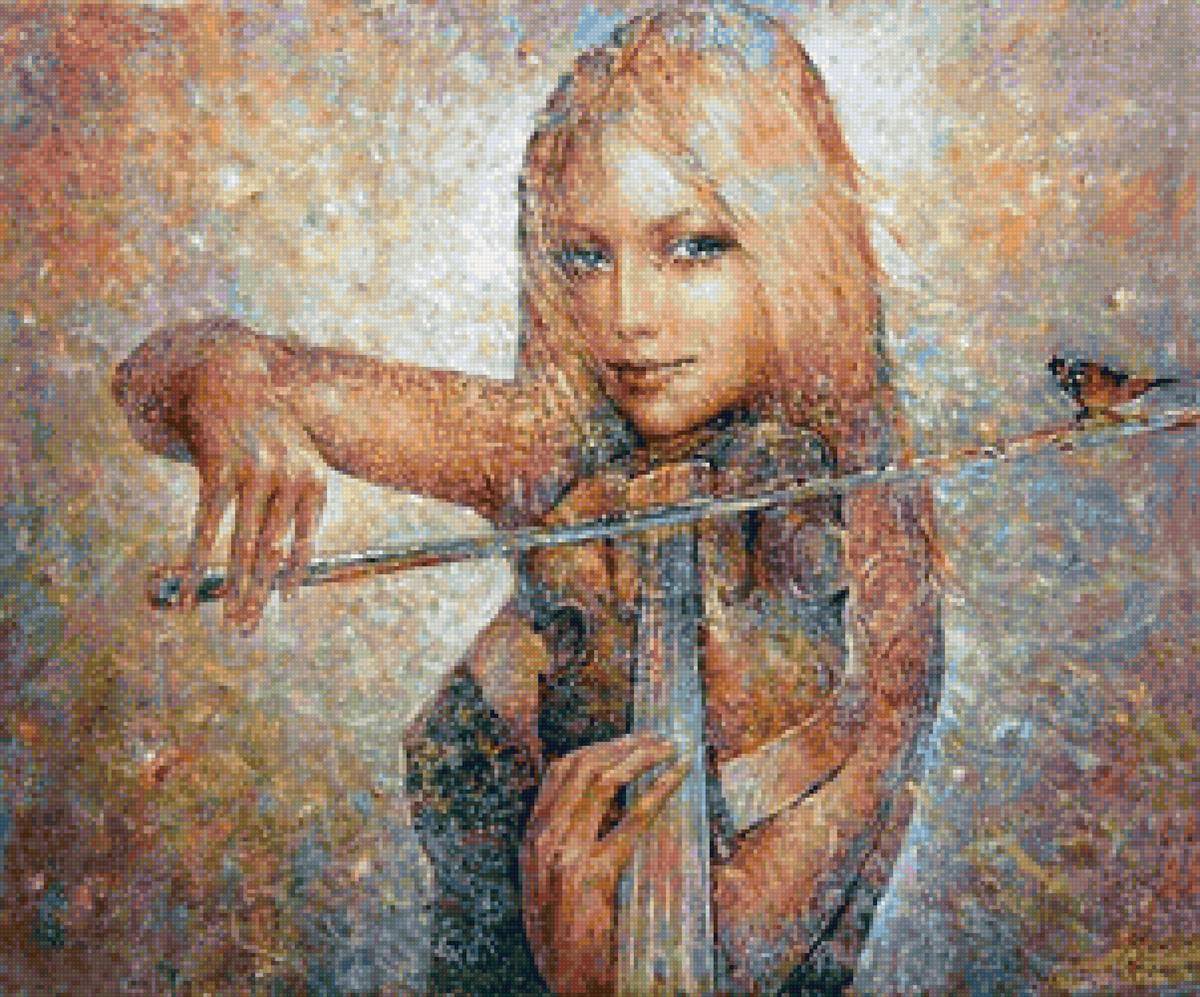 Мелодия - девушка, люди, скрипка - предпросмотр