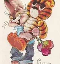 Схема вышивки «Зайка с подарком»