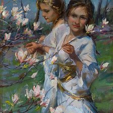 Схема вышивки «Девушки»