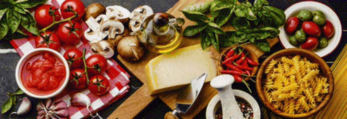 Italian food - food, tomato, pasta, chili, mushrooms, cheese - предпросмотр