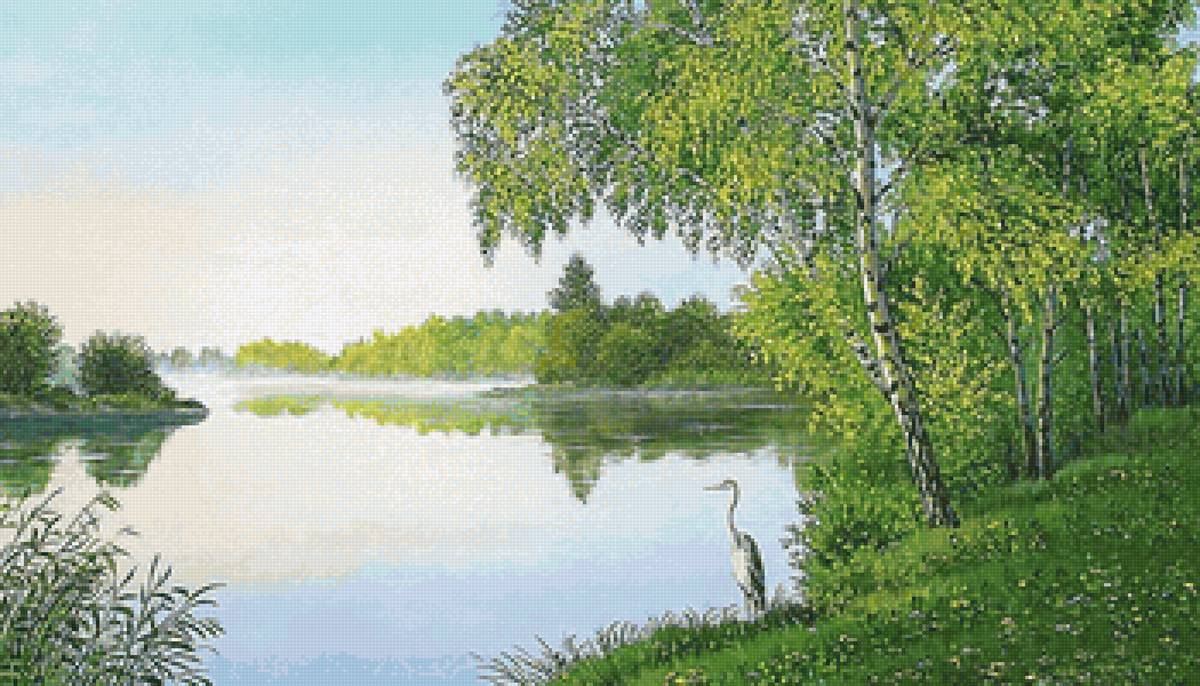 №2138033 - река, березы, вечер, пейзаж - предпросмотр