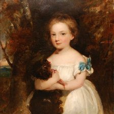 Схема вышивки «Девочка с собачкой. Margaret Sarah Carpenter»