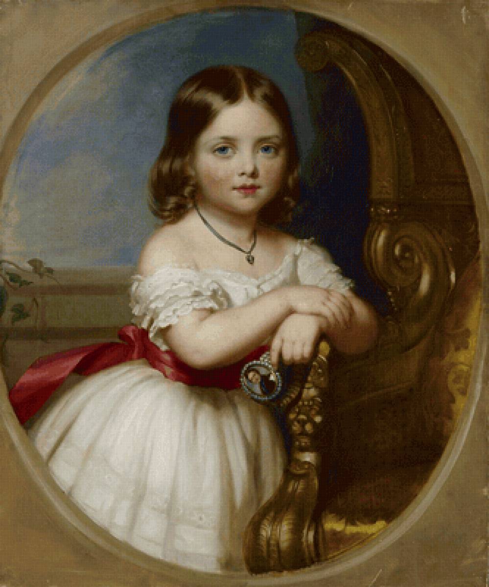 John Lucas. Принцесса Виктория - девочка, портрет, живопись, 19 век - предпросмотр