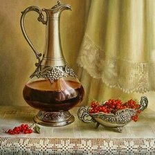 Схема вышивки «Натюрморт с красной смородиной»