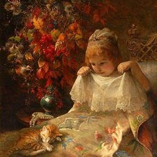 Схема вышивки «Arthur John Elsley (Артур Джон Элсли). Рыжий котёнок»