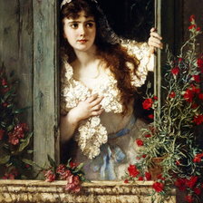 Схема вышивки «Ожидание. Carl Ludwig Becker»