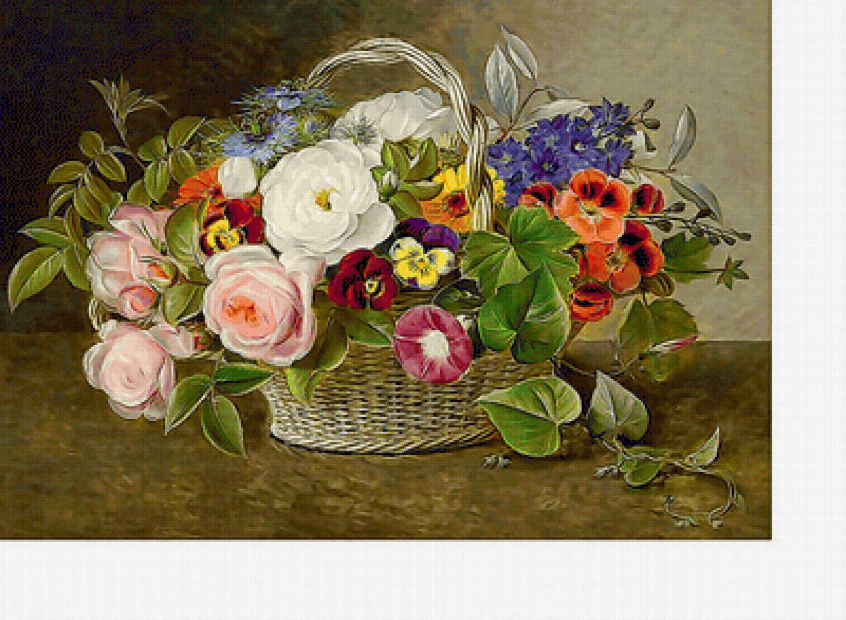 Корзина с цветами - корзина, розы, цветы - предпросмотр