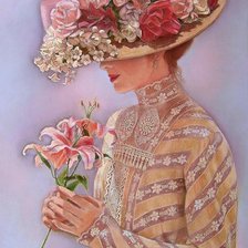 Схема вышивки «Señora elegante con pamela»