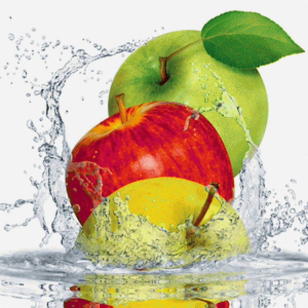 Яблоки на воде - яблоки, вода, фрукты - предпросмотр