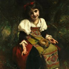 Схема вышивки «Этьен Адольф Пиот. Девочка с птичьим гнездом»