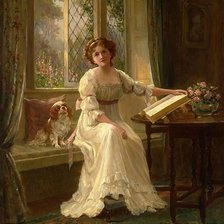 Схема вышивки «Девушка с книгой. Сидни Перси Кендрик»