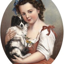 Схема вышивки «Девочка с собачкой»