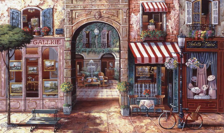 ДЖОН ПАТРИК О'БРАЙЕН. ДВОРИК С ФОНТАНОМ - здания, помещения - оригинал