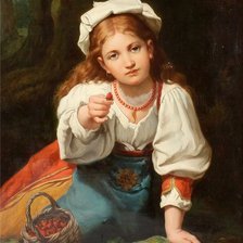 Схема вышивки «Девушка с клубникой. Edwin Thomas Roberts»