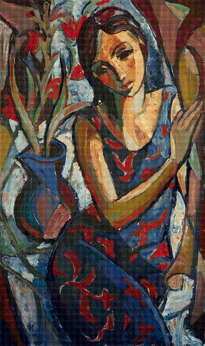 Hennie Niemann. Девушка с цветком - портрет, живопись, девушка - предпросмотр