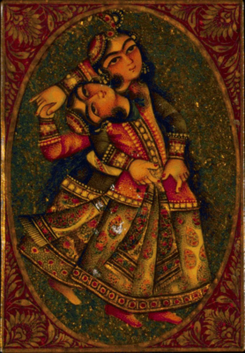 Иранская фреска. Влюблённые - влюбленные, иран, фреска - предпросмотр