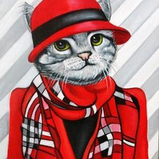 Схема вышивки «кошечка в шляпке»