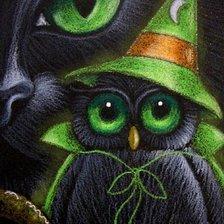 Схема вышивки «кот и сова»