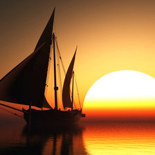 Схема вышивки «яхта на закате»