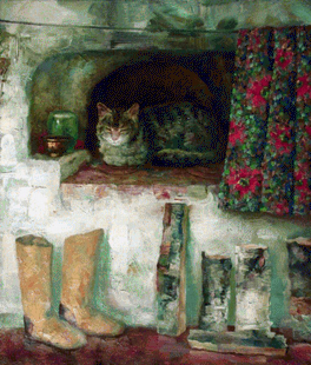 Не гуляю. Не хочу. - кот, валенки, покой, дом, печь, уют. - предпросмотр