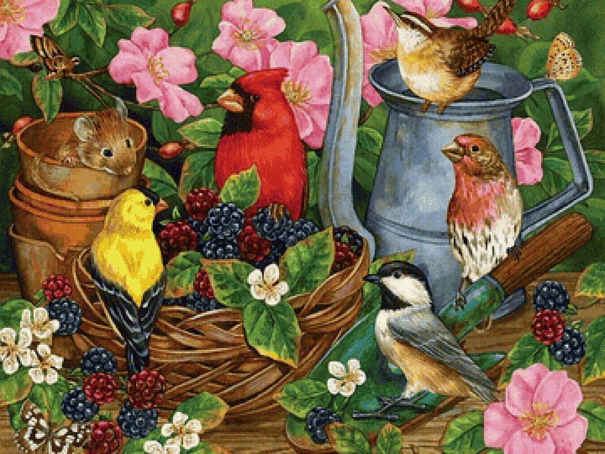 еживика - сад, мышь, птицы, ягоды - предпросмотр